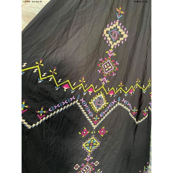 New Anthropologie Embroidered Maxi Dress Size Medium Color Black - Picture 5 of 8